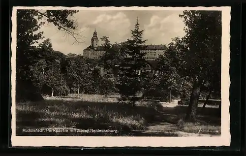 AK Rudolstadt, Parkpartie mit Schloss Heidecksburg