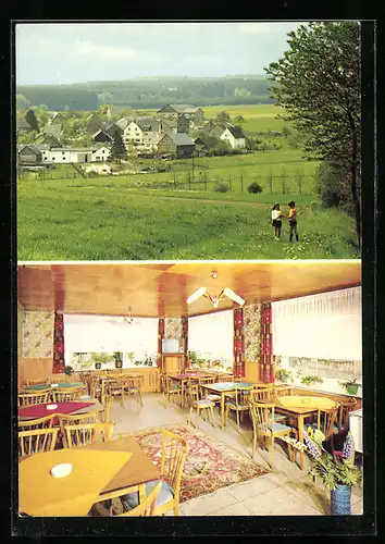 AK Heinzenbach im Hunsrück, Gasthaus-Pension W. Echternacht, Innenansicht