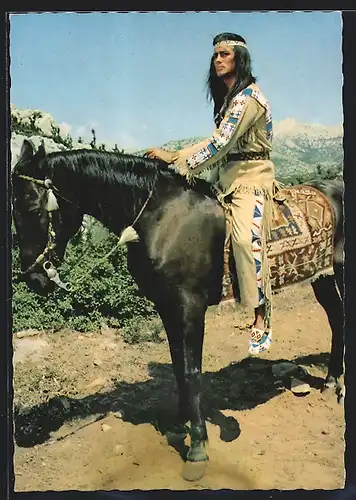 AK Pierre Brice in Winnetou I. Teil, Filmszene