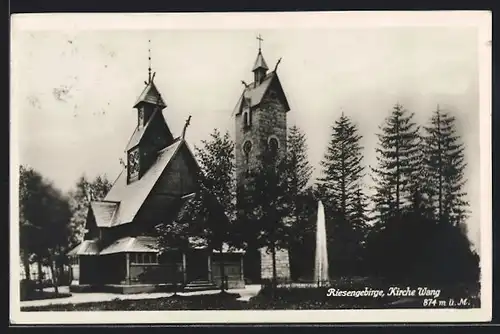 AK Brückenberg, Partie an der Kirche Wang