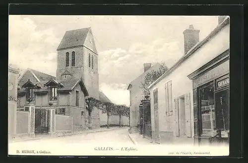 AK Galluis, L`Eglise, Partie mit Kirche