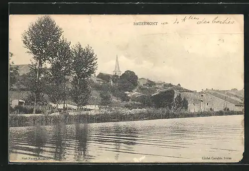 AK Bauzemont, Partie auf dem Fluss mit Blick zur Kirche