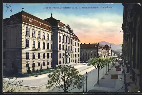 AK Leoben, Franz Josefstrasse, K. K. Montanistische Hochschule