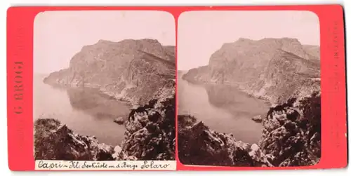 Stereo-Fotografie Giacomo Brogi, Firenze, Ansicht Capri, Seeküste mit dem Berg Solano