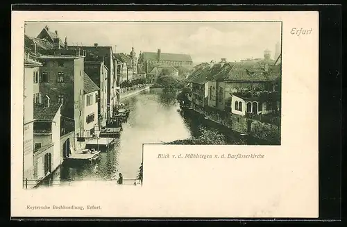 AK Erfurt, Kleine Synagoge, Blick v. d. Mühlstegen n. d. Barfüsserkirche