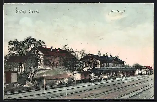 AK Velky Osek, Nadrazi / Bahnhof