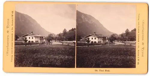 Stereo-Fotografie Gustav Liersch, Berlin, Ansicht Ettal, Gehöft im Thal Ettal