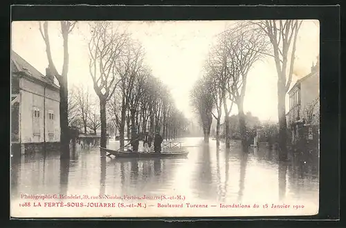 AK La Ferté-sous Jouarre, Inondations du 25 Janvier 1910 - Boulevard Turenne, Hochwasser