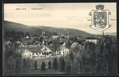 AK Bad Orb, Totalansicht, Stadtwappen