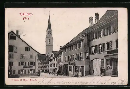 AK Bülach, Marktplatz mit Kirche