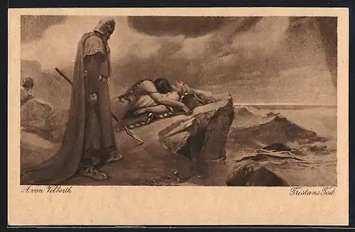 AK Szene von Tristans Tod aus der Sage Tristan und Isolde