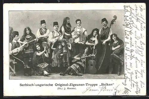 AK Serbisch-ungarische Original-Zigeuner-Truppe Balkan, Trachtenkapelle