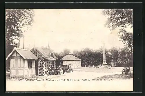 AK Acheres, Croix de Noailles, Foret de St-Germain, Poste de Secours du T.C.F.