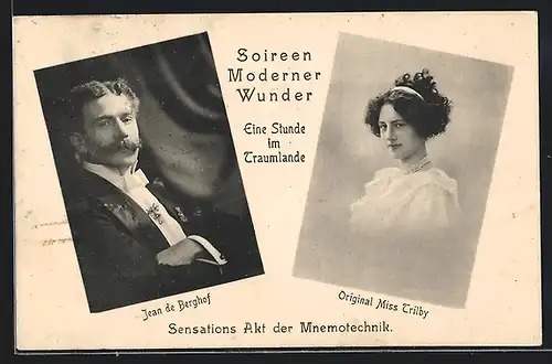 AK Soireen Moderner Wunder, Jean de Berghof und Original Miss Trilby, Sensationsakt der Mnemotechnik