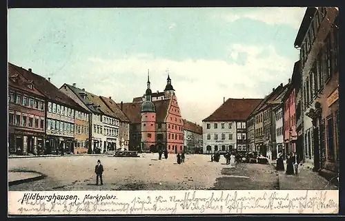 AK Hildburghausen, Blick auf den Marktplatz