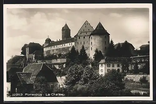 AK Porrentruy, le Chateau, Teilansicht mit Schloss