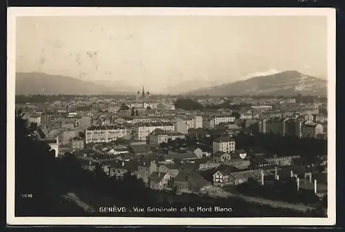 AK Genève, Vue Générale et le Mont Blanc