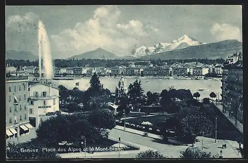 AK Genève, Place des Alpes et le Mont-Blanc