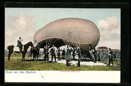 AK Luftschiffer-Abteilung mit Fesselballon