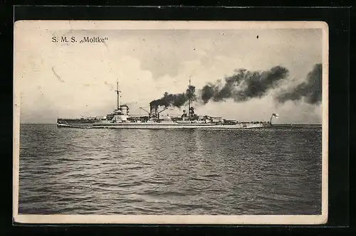 AK S. M. S. Moltke unter Volldampf