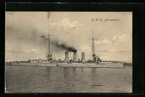 AK S. M. S. Graudenz auf dem Wasser