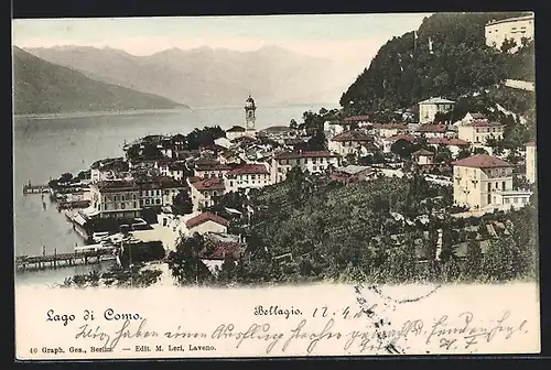 AK Bellagio, Lago di Como, Totalansicht mit See und Bergen im Hintergrund