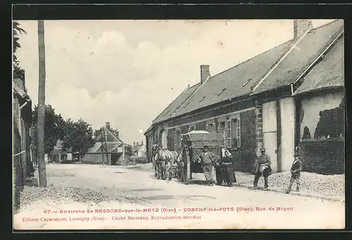 AK Conchy-les-Pots, Rue de Noyon, Strassenpartie