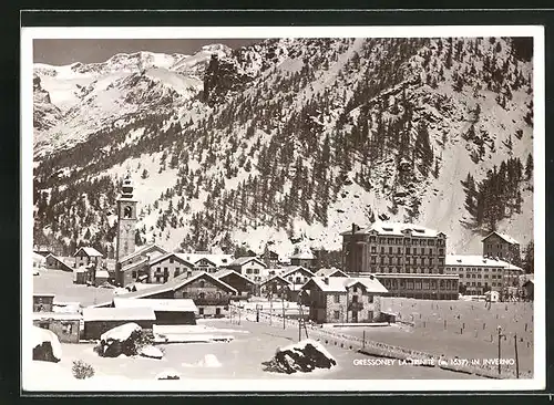 AK Gressoney-la-Trinité, Ortsansicht im Winter