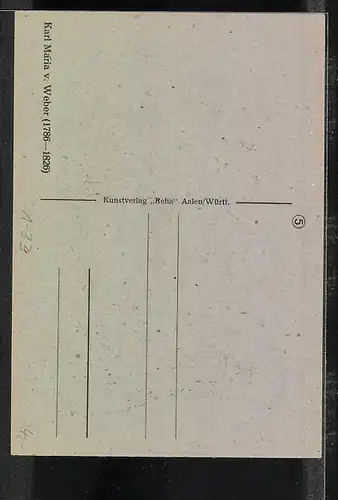 AK Karl Maria v. Weber mit Lockenfrisur