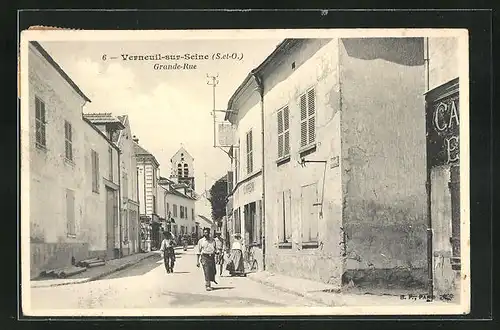 AK Verneuil-sur-Seine, Grande-Rue, Strassenpartie