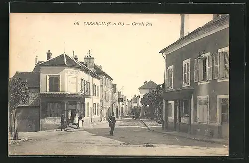 AK Verneuil, Grande Rue, Strassenpartie