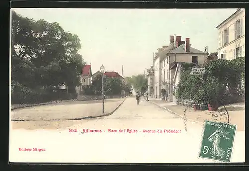 AK Villennes, Place de l`Eglise - Avenue du Président