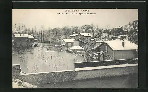 AK Saint-Maur, Crue de la Marne, Le Quai de la Marne, Hochwasser