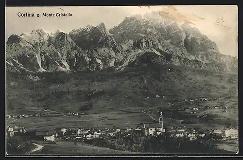 AK Cortina, Ortsansicht g. Monte Cristallo