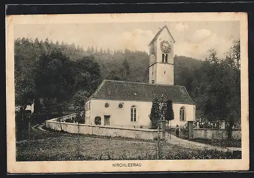 AK Kirchleerau, Kirche mit Kirchhof und Strasse