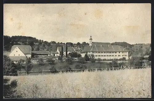 AK Olsberg, Aargauische Pestalozzistiftung, Panorama von einem Feld aus gesehen