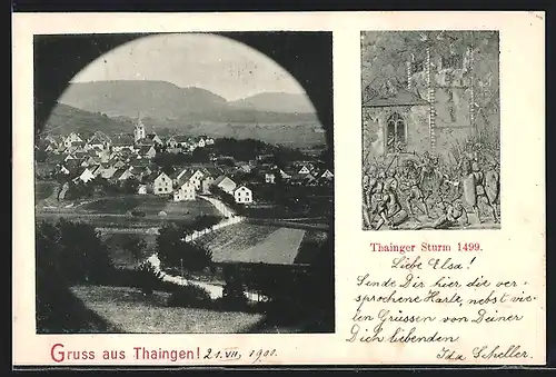 AK Thayngen, Ortsansicht, Thainger Sturm 1499