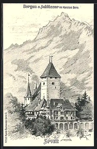 Künstler-AK Spiez, Schloss