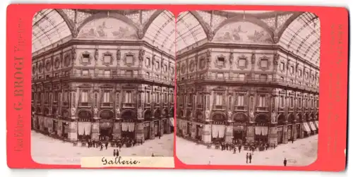 Stereo-Fotografie G. Brogi, Firenze, Ansicht Milano, Cafe-Ristorante Biffi in der Gallerie