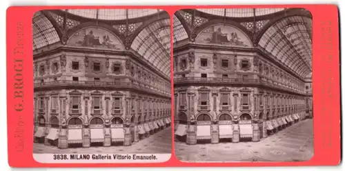 Stereo-Fotografie G. Brogi, Firenze, Ansicht Milano, Manifature Tappeti, Galleria Vittorio Emanuele