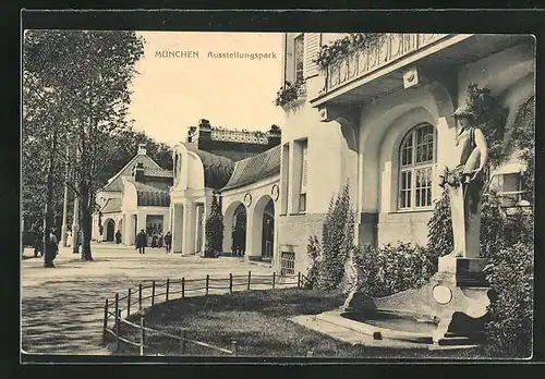 AK München, Idylle im Ausstellungspark