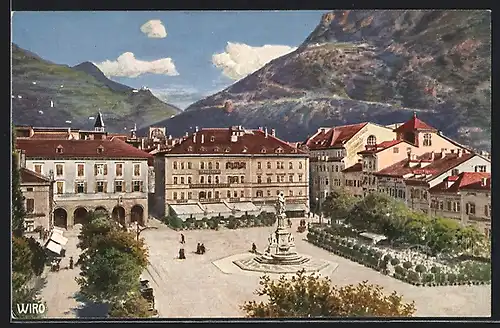 AK Bozen, Waltherplatz aus der Vogelschau