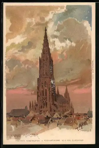 Künstler-AK P. Schmohl: Ulm, Blick zum Münster