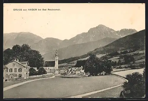 AK Anger b. Bad Reichenhall, Ortsansicht mit Kirche