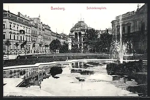 AK Bamberg, Schönleinsplatz mit Fontaine