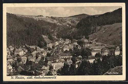 AK St. Blasien /Schwarzw., Ortsansicht aus der Vogelschau