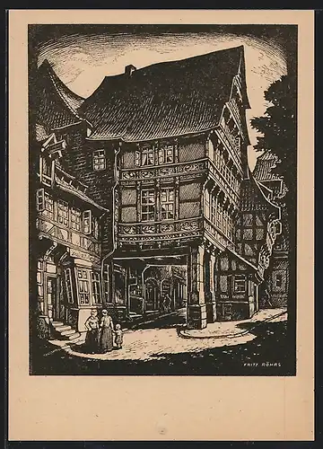 Künstler-AK Alt-Hildesheim, Pfeilerhaus