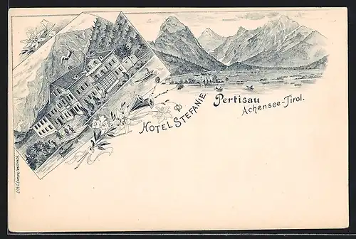 Lithographie Pertisau, Hotel Stefanie am Achensee