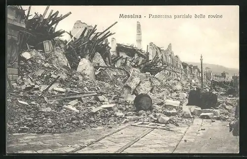 AK Messina, Panorama parziale delle rovine, Erdbeben