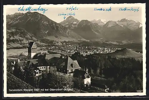 AK Oberstdorf /Allgäu, Sanatorium Wasach aus der Vogelschau